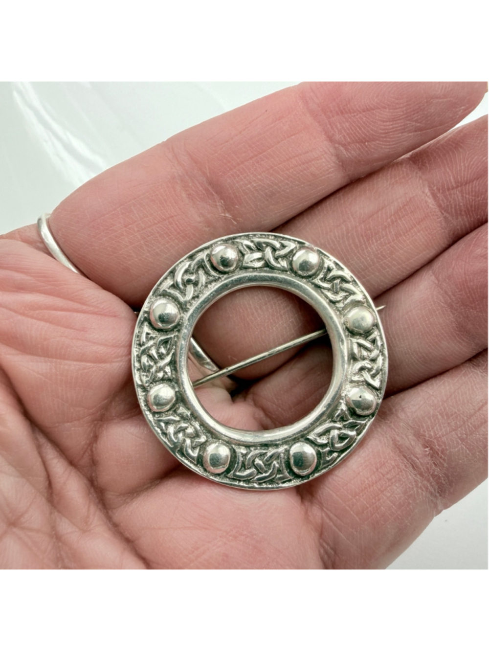 Vintage Scottish Sterling Silver Celtic Brooch Robert Allison RA Iona Style - Picture 6 of 8